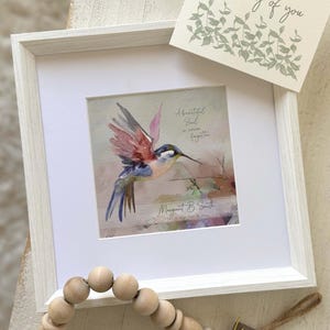 Hummingbird memorial art gift, Personalized sympathy painting, a beautiful soul is never forgotten, loss of loved one gift, 11 x 11 framed