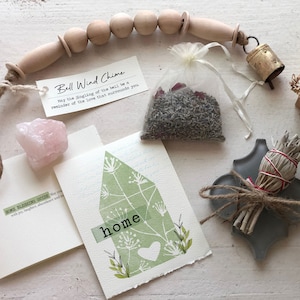 Home Blessing / House Warming Gift Set: Sage Smudge, Rose Quartz, Mini Chime, Lavender Sachet