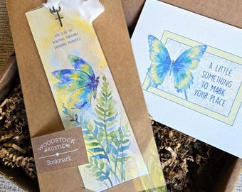 Personalizable Faith-Based Butterfly Bookmark & Gift Card, Optional Necklace
