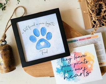 PET MEMORIAL personalized, Pet remembrance, A best friend is never forgotten, Loss of dog or cat sympathy gift, Rainbow Bridge, 5.75"x5.75"