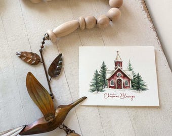 Hummingbird 30" Bell Chime, Christmas Gift with Personalized 'Winter Church' Card
