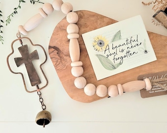 Spinning Cross 30" Memorial Bell Chime & Personalized Card, Christian Sympathy Gift