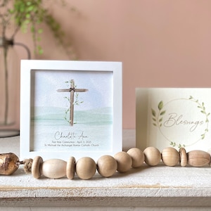 PERSONALIZED CROSS PAINTING for boy / girl, First Communion gift, Dedication gift, Confirmation gift, Godchild gift, Christening gift, 5.75&quot;