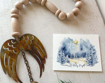 Angel Wings 30" Bell Chime Ornament, Christmas Gift with Personalized Card