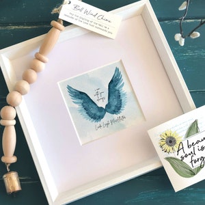 PERSONALIZED ANGEL WINGS painting sympathy gift, memorial for loss of mother father parent, I am with you always, 5x5" in 10x10" frame