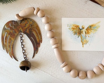 Angel Wings 30" Bell Chime Ornament, Christmas Gift with Personalized Card
