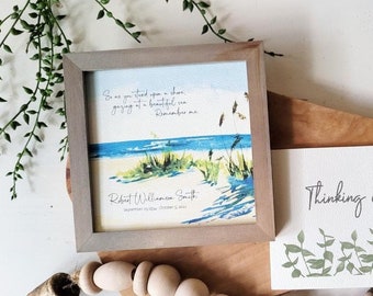 PERSONALIZED BEACH watercolor sympathy gift, Coastal | Ocean | Nautical memorial loss of father mother grandparent, 5.5" framed