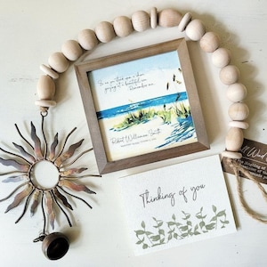 PERSONALIZED BEACH SYMPATHY gift, Coastal | Ocean | Nautical memorial loss of father mother grandparent, 5.5&quot; watercolor painting +sun chime