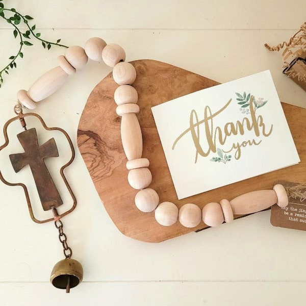 THANK YOU SPINNING Cross Chime gift, Pastor gift wedding, Christian thank you gift, teacher gift, Christian housewarming, 30" cross chime