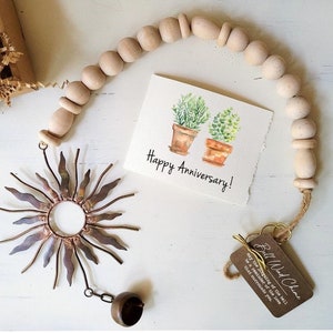 HAPPY ANNIVERSARY SUNBURST ornament chime, anniversary gift for husband or wife, 5 year wood anniversary, couples girlfriend boyfriend gift