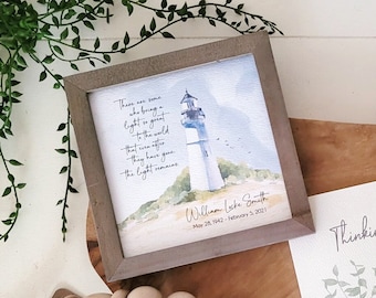 PERSONALIZED LIGHTHOUSE watercolor sympathy gift, Coastal | Ocean | Nautical memorial loss of father mother grandparent, 5.5" framed