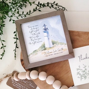 PERSONALIZED LIGHTHOUSE watercolor sympathy gift, Coastal | Ocean | Nautical memorial loss of father mother grandparent, 5.5" framed