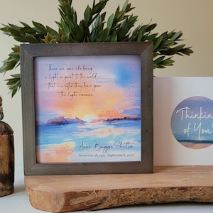 Personalizable Memorial Sunrise-Sunset Painting (5.75") & Gift Card, Coastal / Nautical / Sea / Beach, sympathy gift