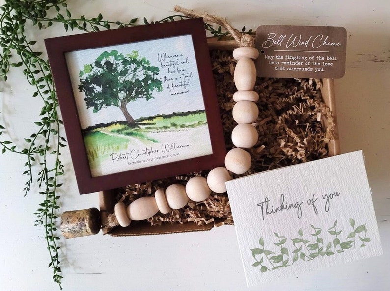 PERSONALIZED OAK TREE watercolor sympathy gift, memorial for loss of father grandfather brother, a trail of beautiful memories, 5.5 framed image 4