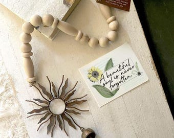 MEMORIAL SUNBURST ornament chime, sympathy gift set, sun + bell chime bereavement gift, beautiful soul never forgotten