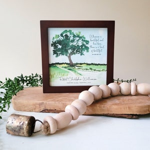 PERSONALIZED OAK TREE watercolor sympathy gift, memorial for loss of father grandfather brother, a trail of beautiful memories, 5.5 framed image 6