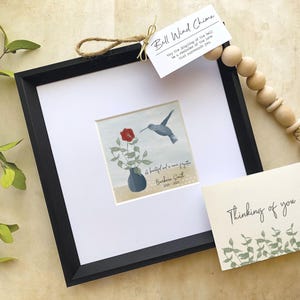 A BEAUTIFUL SOUL is never forgotten, loss of father | mother, hummingbird sympathy gift, personalized memorial art, 5&quot; painting in 10&quot; frame