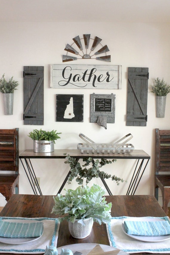 Gather Sign Set 3 8 Pcs Gallery Wall Set Dining Room Art Etsy