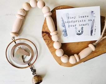 Horse memorial 30" spinning bell chime ornament with personalized sympathy gift card