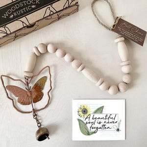 Spinning Butterfly Memorial Ornament 30" Chime & Your Message Inside Gift Card
