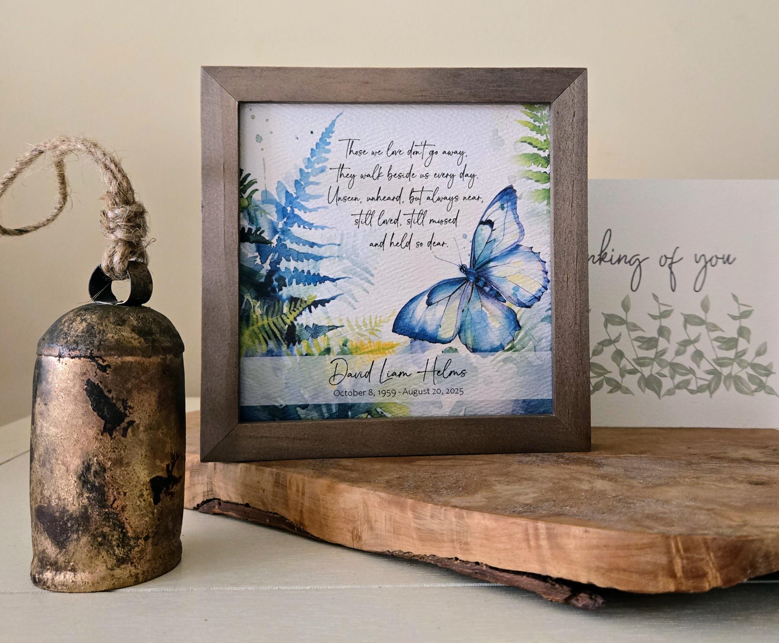 Personalized Butterfly Memorial Art: Framed Sympathy Gift With Card - Etsy