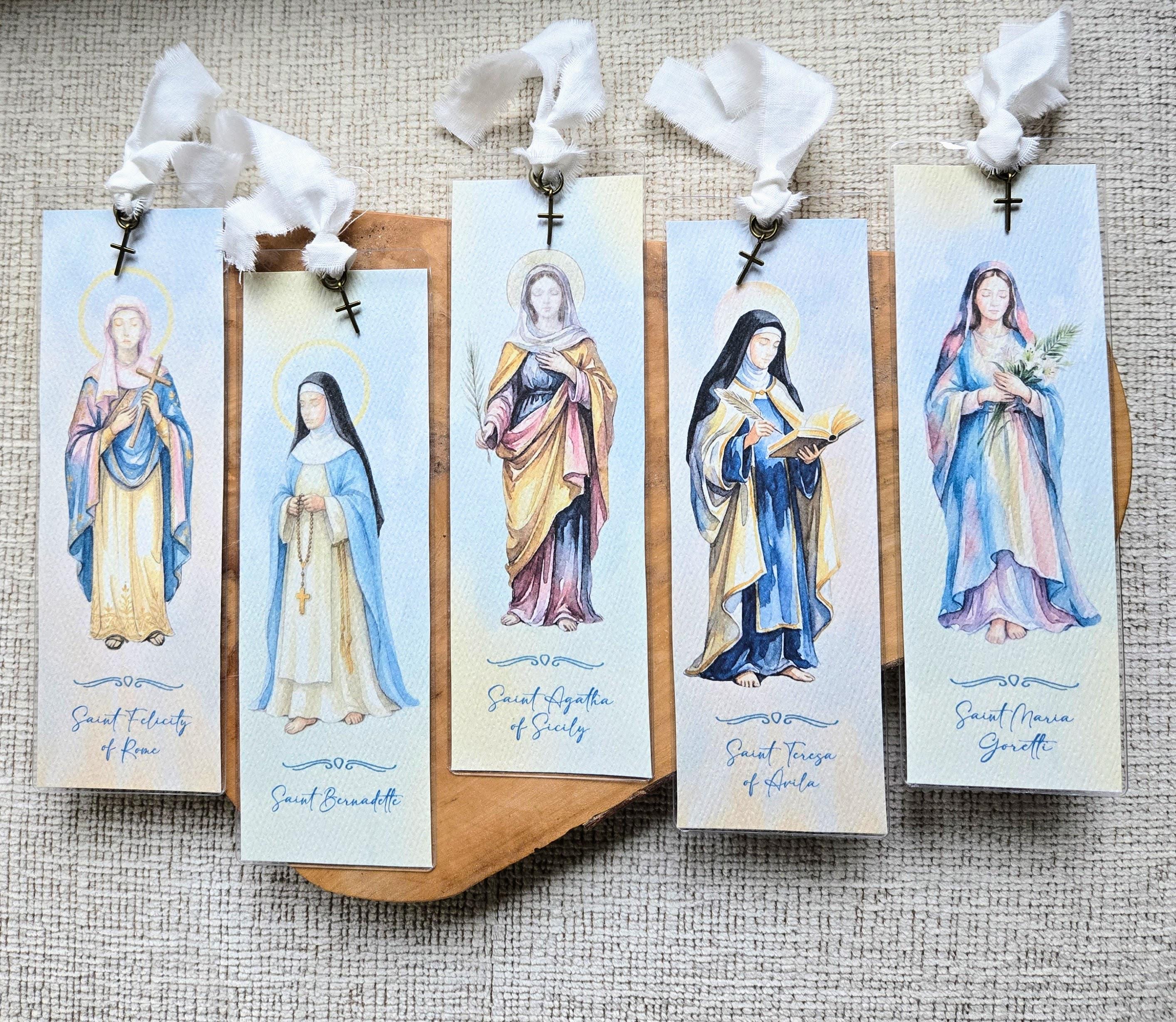 Personalizable Female Patron Saints Watercolor Bookmark & Gift Card ...