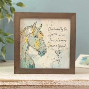 Personalizable Horse Memorial Painting (5.75") & Gift Card, Optional Chime or Necklace