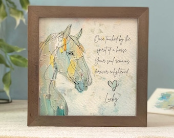 Personalizable Horse Memorial Painting (5.75") & Gift Card, Optional Chime or Necklace