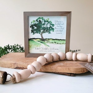 PERSONALIZED OAK TREE watercolor sympathy gift, memorial for loss of father grandfather brother, a trail of beautiful memories, 5.5 framed image 3