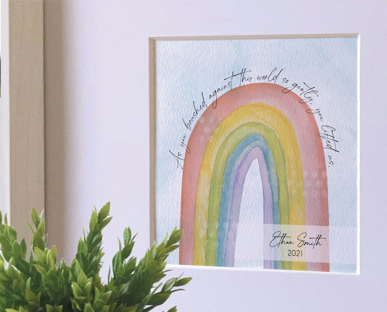 rainbow watercolor painting personalized optional wind chime 5 painting in 10 frame RAINBOW SYMPATHY GIFT for loss of baby