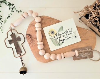 SPINNING CROSS MEMORIAL bell chime gift box, Christian sympathy chime gift, A beautiful soul never forgotten, religious spiritual grief gift