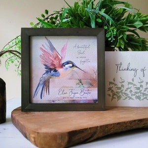 PERSONALIZED HUMMINGBIRD painting sympathy gift, memorial for loss of mother father parent grandparent, a beautiful soul, 5.5 framed image 5