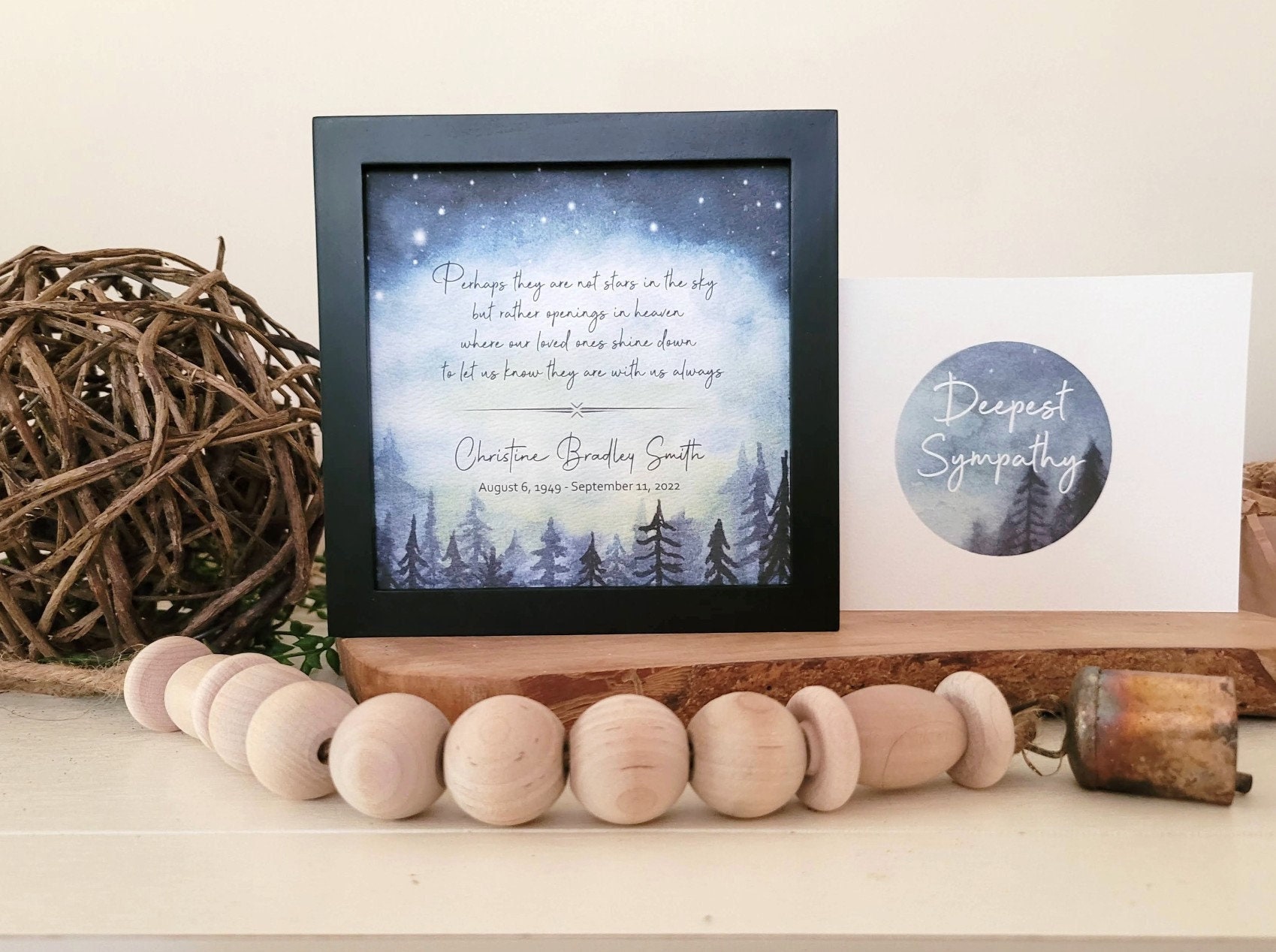 PERSONALIZED NIGHT SKY painting sympathy gift, memorial loss of mother father parent grandparent, perhaps they are not stars, 5.5" framed