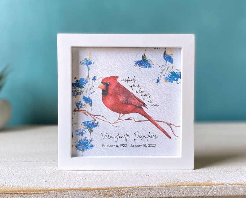 CARDINAL WIND CHIME mini cardinal personalized watercolor painting sympathy gift set, when cardinals appear angels are near, gift card image 5