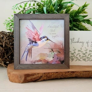 PERSONALIZED HUMMINGBIRD painting sympathy gift, memorial for loss of mother father parent grandparent, a beautiful soul, 5.5 framed image 4
