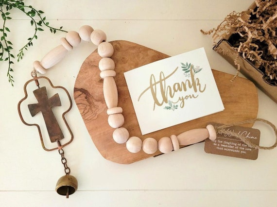 THANK YOU SPINNING Cross Chime gift, Pastor gift wedding, Christian thank you gift, teacher gift, Christian housewarming, 30" cross chime