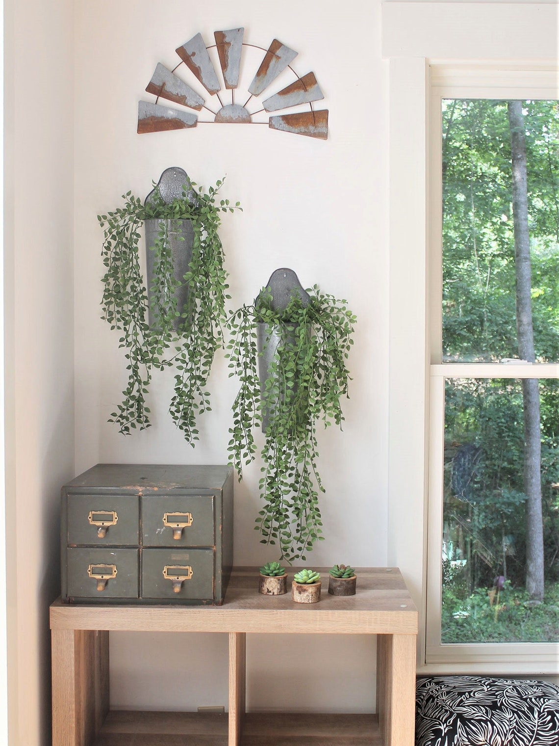 SET of 2 Wall Plant Sconces Metal Wall Vase 16 Plant Etsy