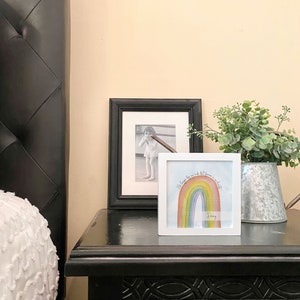 PET SYMPATHY GIFT, personalized dog, cat, horse, rabbit rainbow painting, no longer by our side forever in our hearts memorial, 5.5 framed image 4