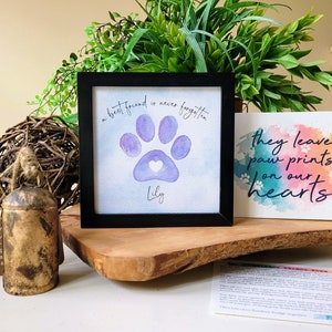 PET LOSS GIFT, Personalized loss of dog or cat memorial / sympathy gift: framed 5.5 painting gift card poem optional chime image 6