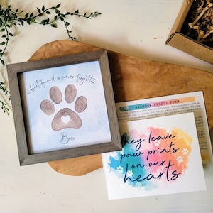 PET LOSS GIFT, Personalized loss of dog or cat memorial / sympathy gift: framed 5.5 painting gift card poem optional chime image 7