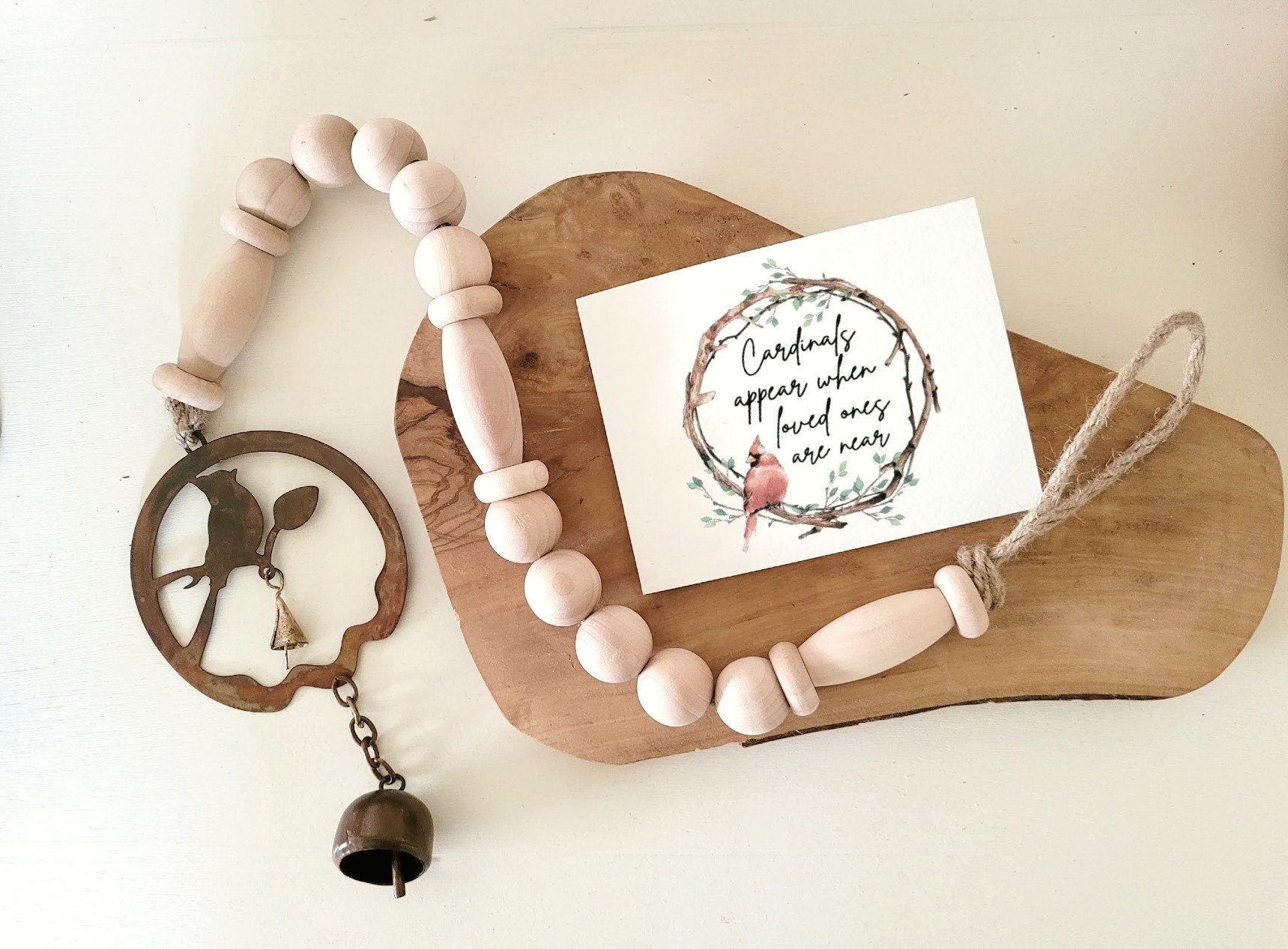 CARDINAL BELL Chime + Personalized Gift card, Cardinals appear when loved ones are near memorial ornament, bell chime sympathy gift set