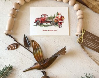 Hummingbird 30" Bell Chime, Christmas Gift with Personalized "Santa Red Truck" Card