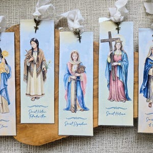 Personalizable Female Patron Saints Watercolor Bookmark & Gift Card ...