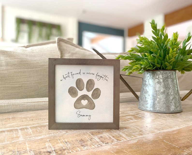 PET LOSS GIFT, Personalized loss of dog or cat memorial / sympathy gift: framed 5.5 painting gift card poem optional chime image 4