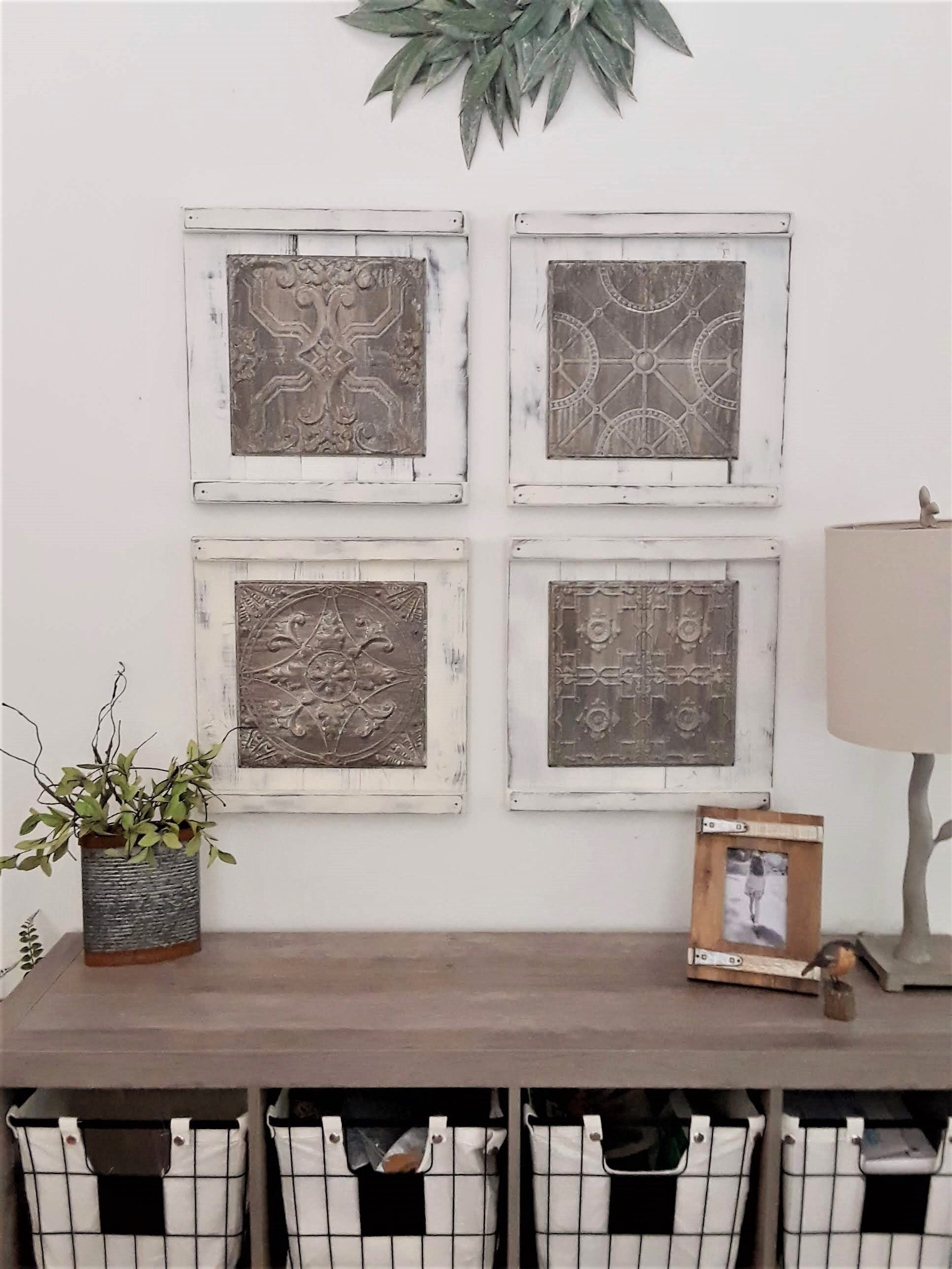 Tin Tile Wall Art 36x36 4 Pc Set Large Galley Wall Etsy