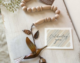 Hummingbird 30" Bell Chime & Gift Card, Gift for Dad