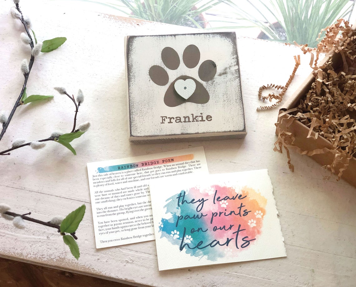 3 pc LOSS OF PET gift box Personalized cat or dog sympathy