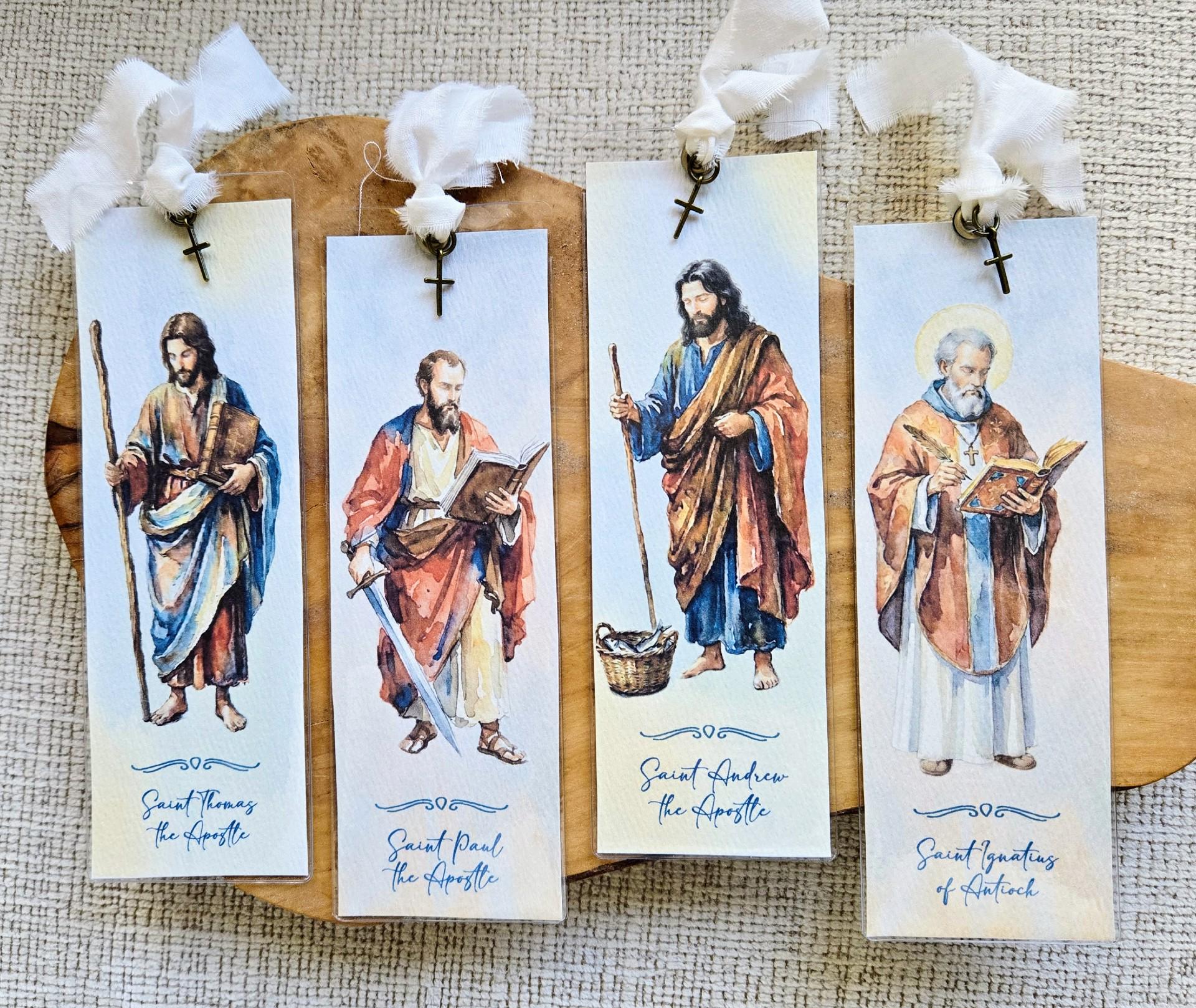 Personalizable Male Patron Saints Watercolor Bookmark & Gift Card ...