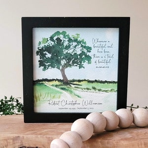 PERSONALIZED OAK TREE watercolor sympathy gift, memorial for loss of father grandfather brother, a trail of beautiful memories, 5.5 framed image 5