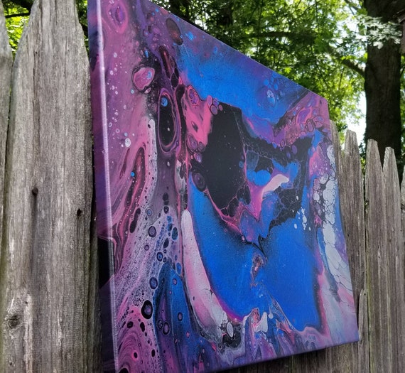 Dragons & Fish Abstract Acrylic Painting 16x20 Canvas Board, One of a Kind  